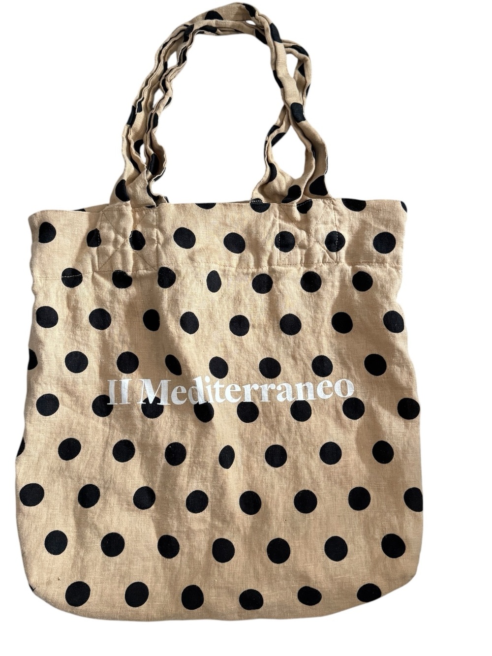 Faithfull The Brand Il Mediterraneo Tan Black Polka Dot Indonesian Tote Bag